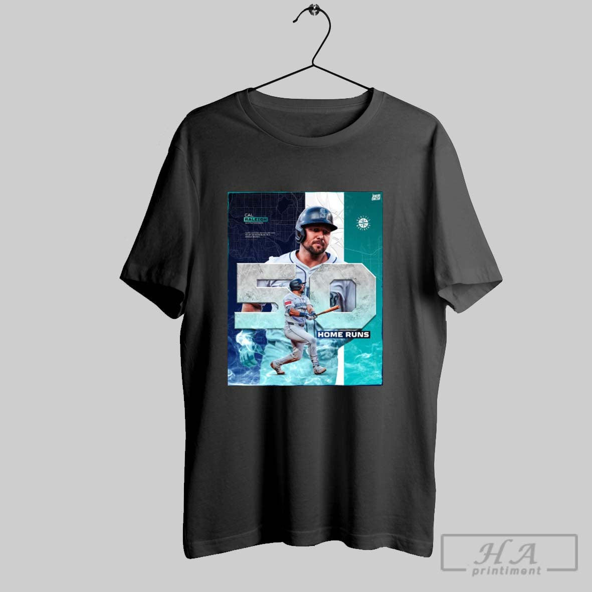Official Cal Raleigh Seattle Mariners 50 Home Runs First Catcher In Mlb History To Hit