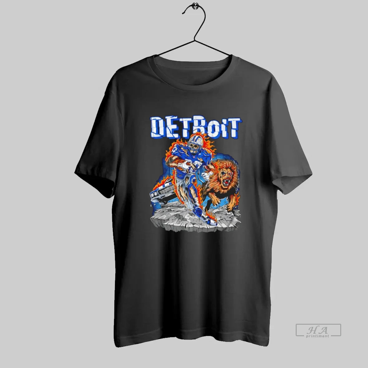 Official Detroit Lions Football Zombie Player Lion Burning Graphic - clothing by TeeHivey.com