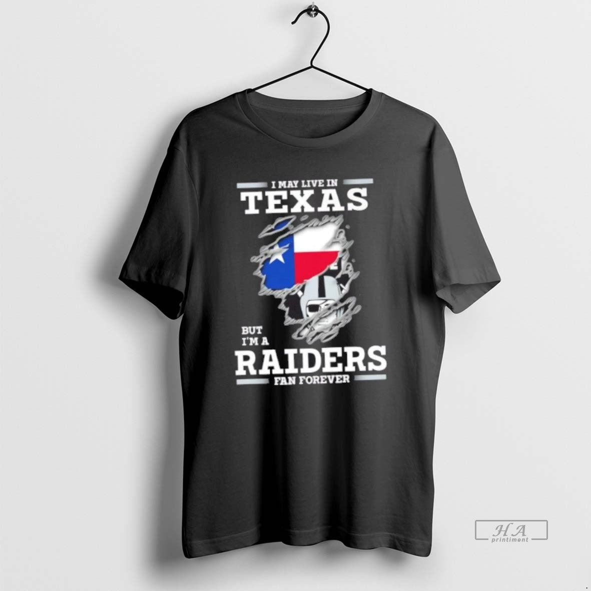 Official Funny I May Live In Texas But Im A Raiders Fan Forever - clothing by TeeHivey.com