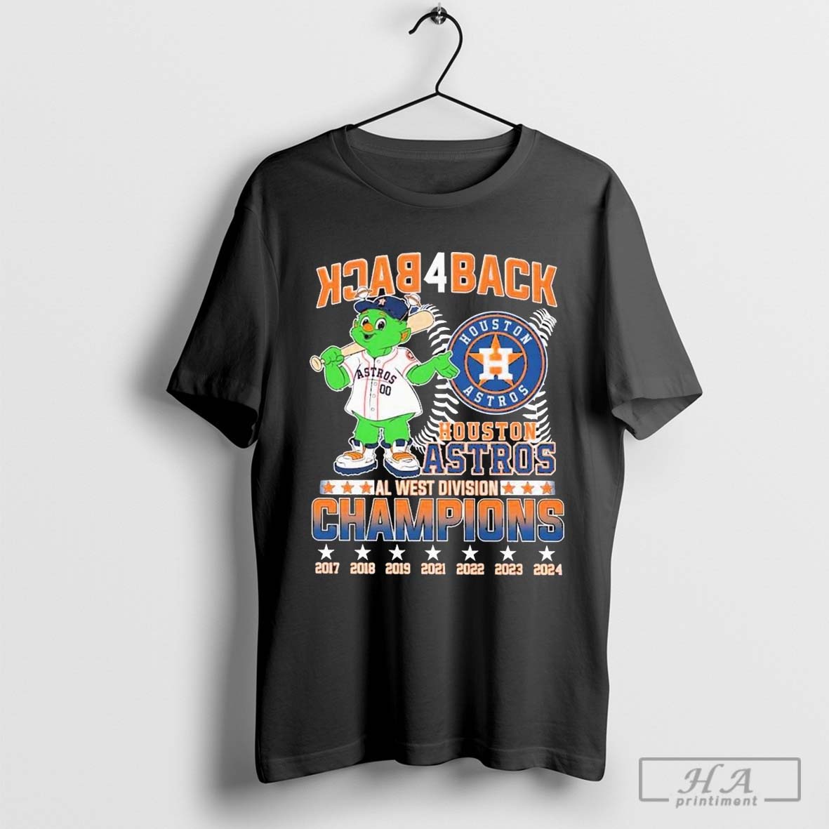 Official Houston Astros Back 4 Back Al West Division Champions Mascot 2024 - clothing by TeeHivey.com