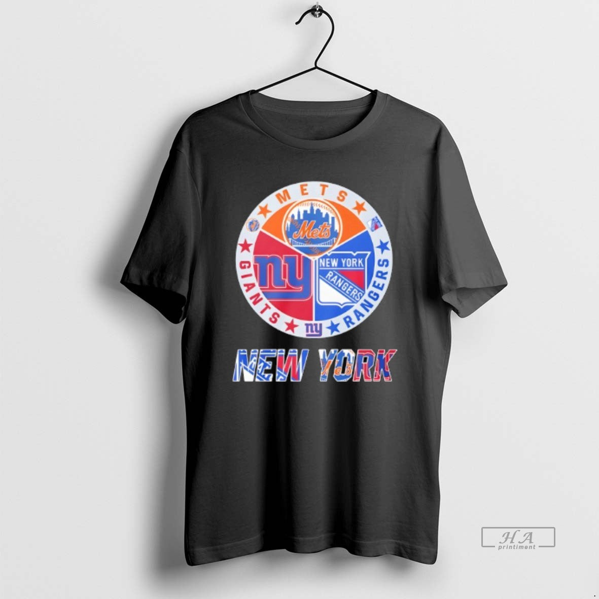 Official New York Rangers New York Mets New York Giants Mashup Logo - clothing by TeeHivey.com