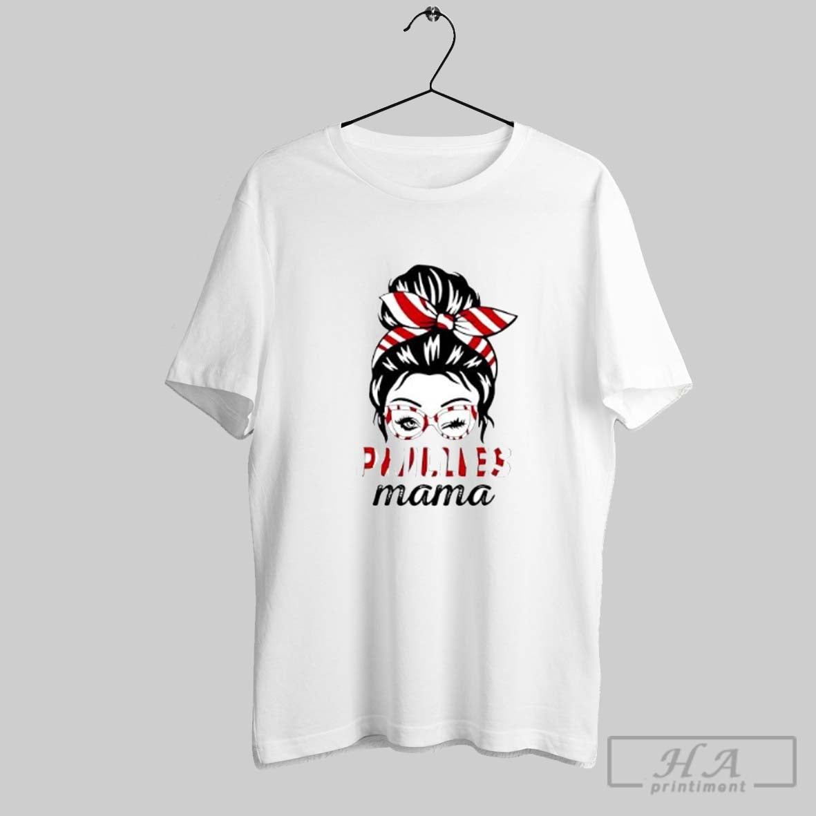 Official Phillies Mama Messy Bun Winking Eye Baseball Glasses Fan Posters White - clothing by TeeHivey.com