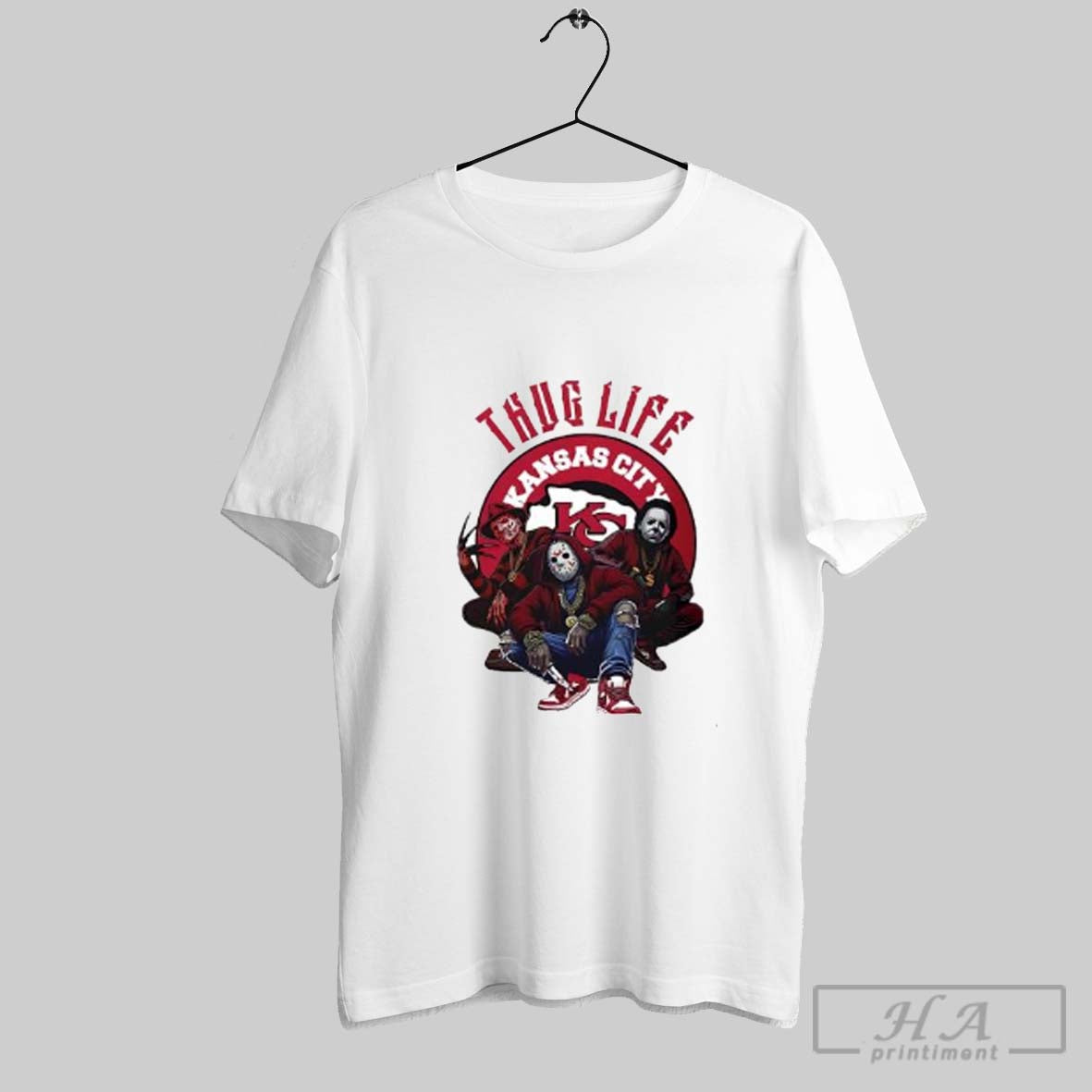 Official Thug Life Kansas City Freddy Jason Michael Myers Horror Football Posters White - clothing by TeeHivey.com