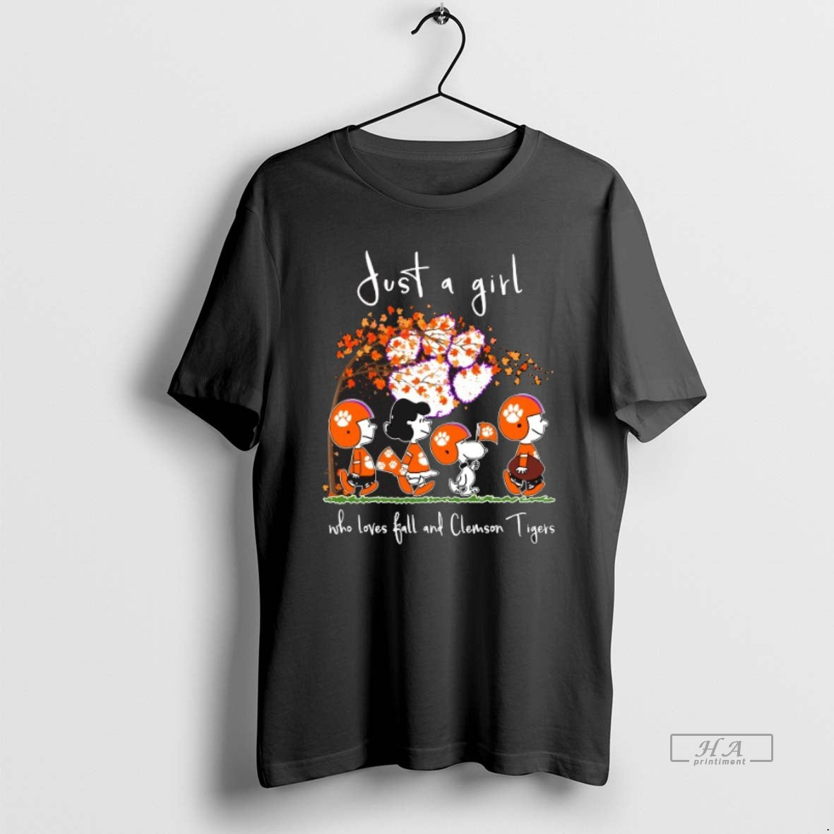 Official Trendy 2025 Just A Girl Who Loves Fall And Love Peanuts Characters Clemson Tigers - clothing by TeeHivey.com