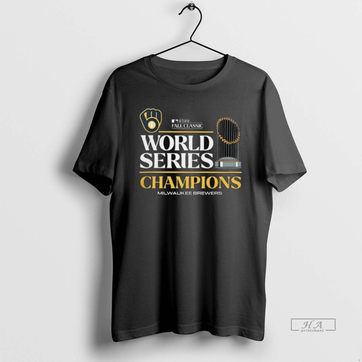 Official Trendy 2025 Milwaukee Brewers World Series Champions Trophy Logo Graphic Long Sleve