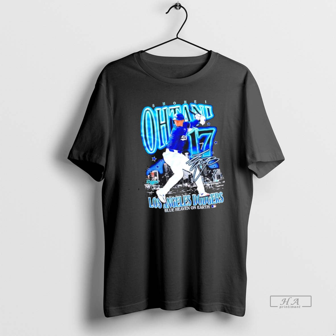 Official Trendy Shohei Ohtani Los Angeles Dodgers Players Blue Heaven On Earth Signature - clothing by TeeHivey.com