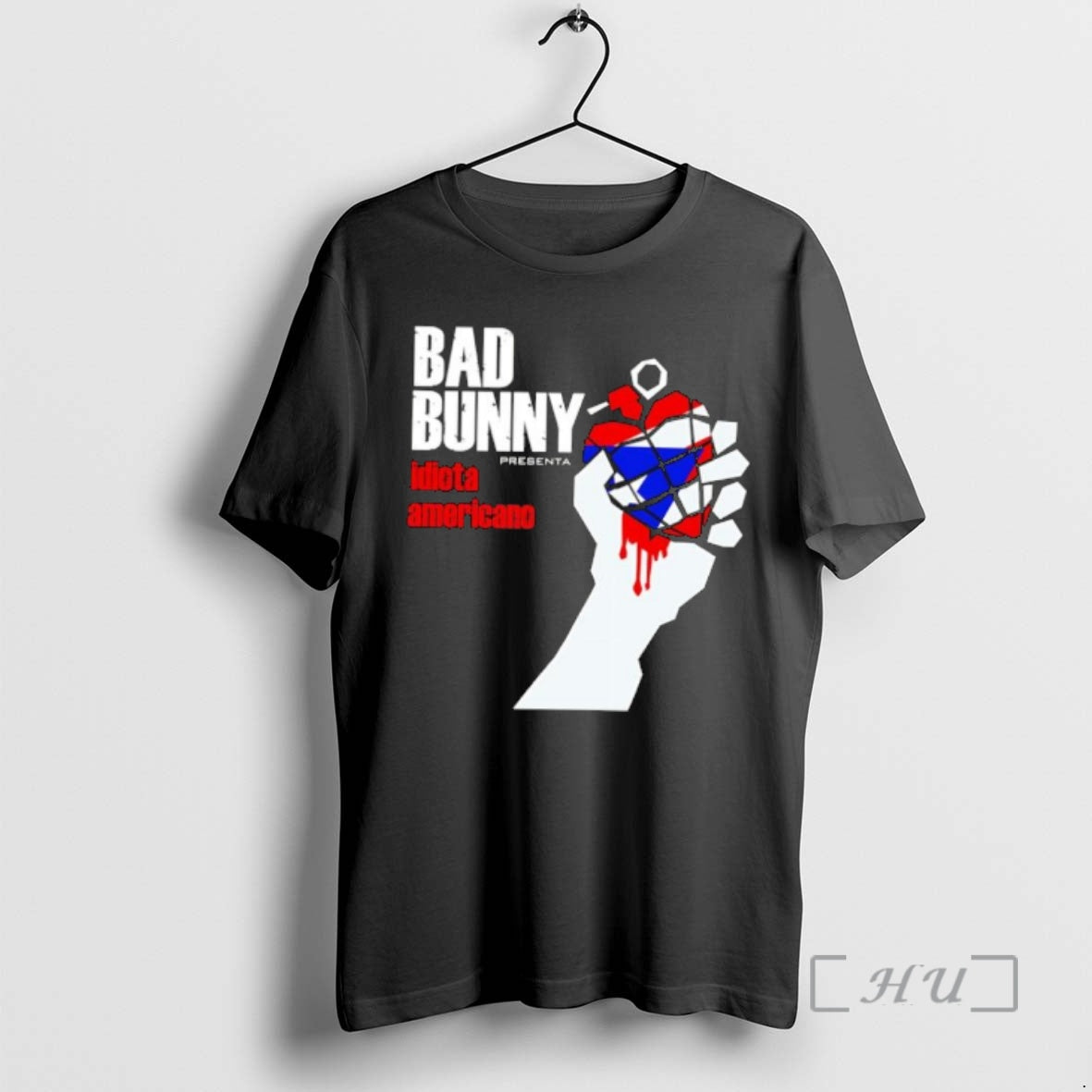 Officials Bad Bunny American Idiot Puerto Rico Flag Grenade Hand - clothing by TeeHivey.com