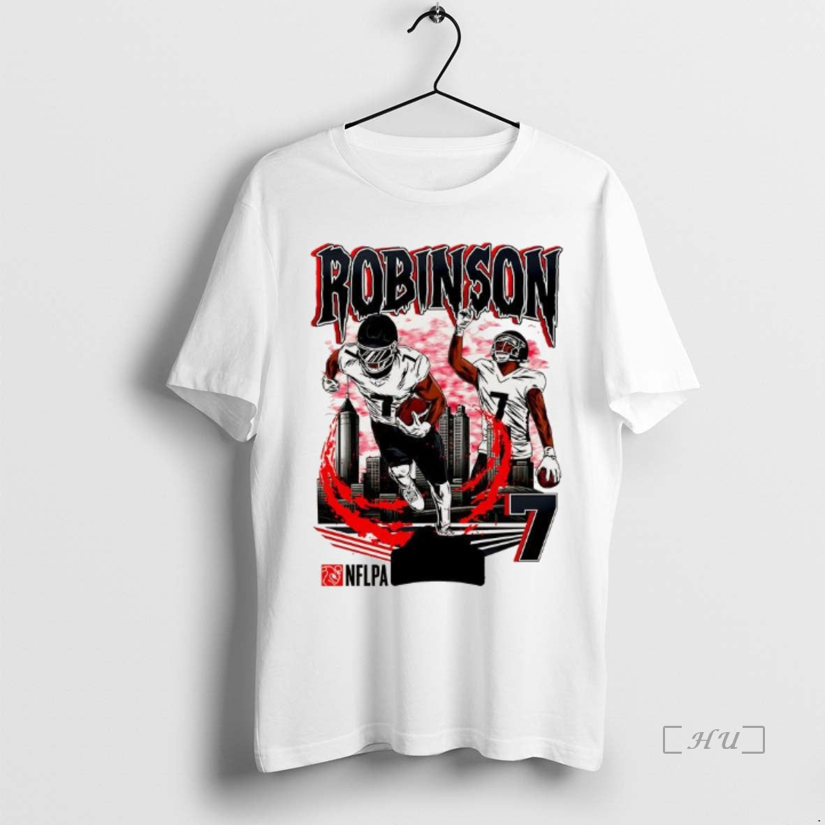 Officials Bijan Robinson Atlanta Falcons Football Number 7 Skyline - clothing by TeeHivey.com