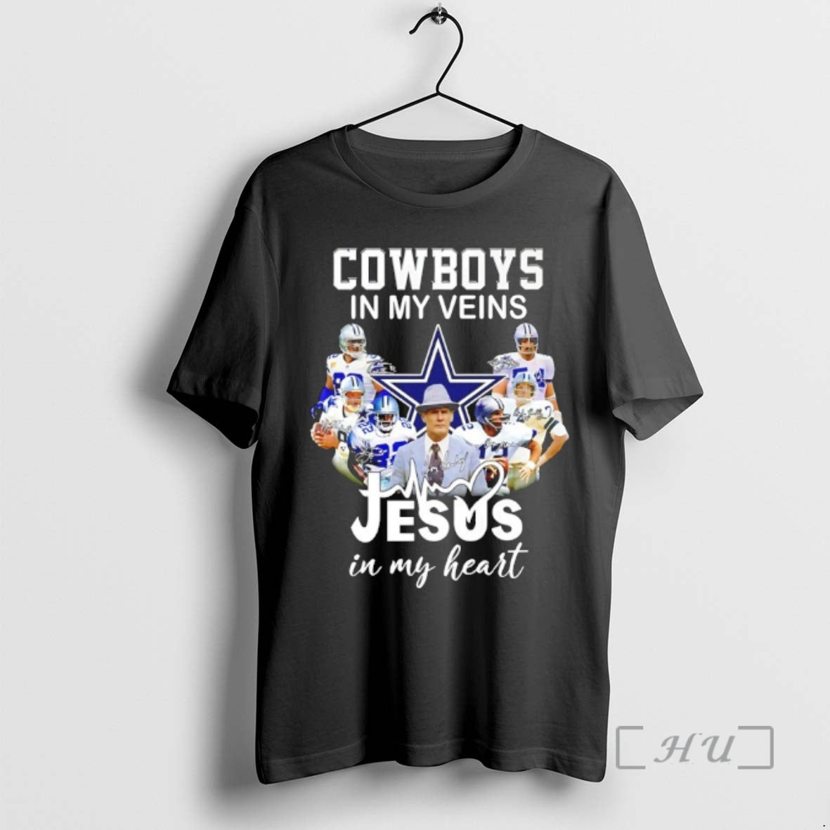 Officials Cowboys In My Veins Jesus In My Heart Player Collage Signatures Premium T Shirts - clothing by TeeHivey.com