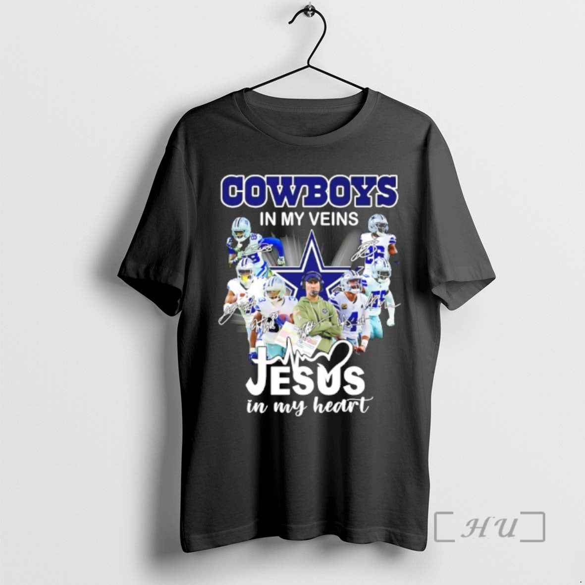 Officials Dallas Cowboys In My Veins Jesus In My Heart Player Signatures Premium T Shirts - clothing by TeeHivey.com