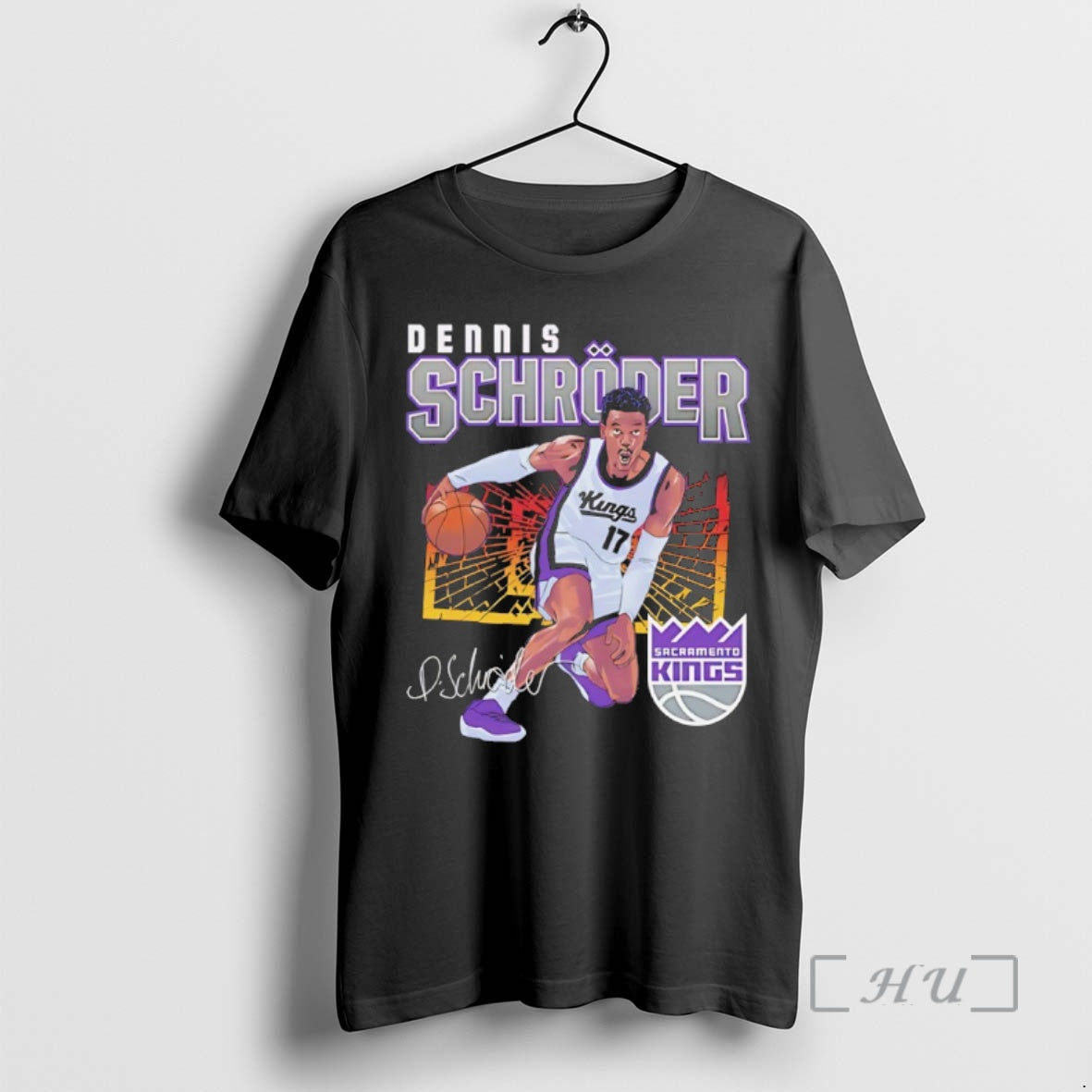 Officials Dennis Schroder Sacramento Kings Player Signature Shattered - clothing by TeeHivey.com