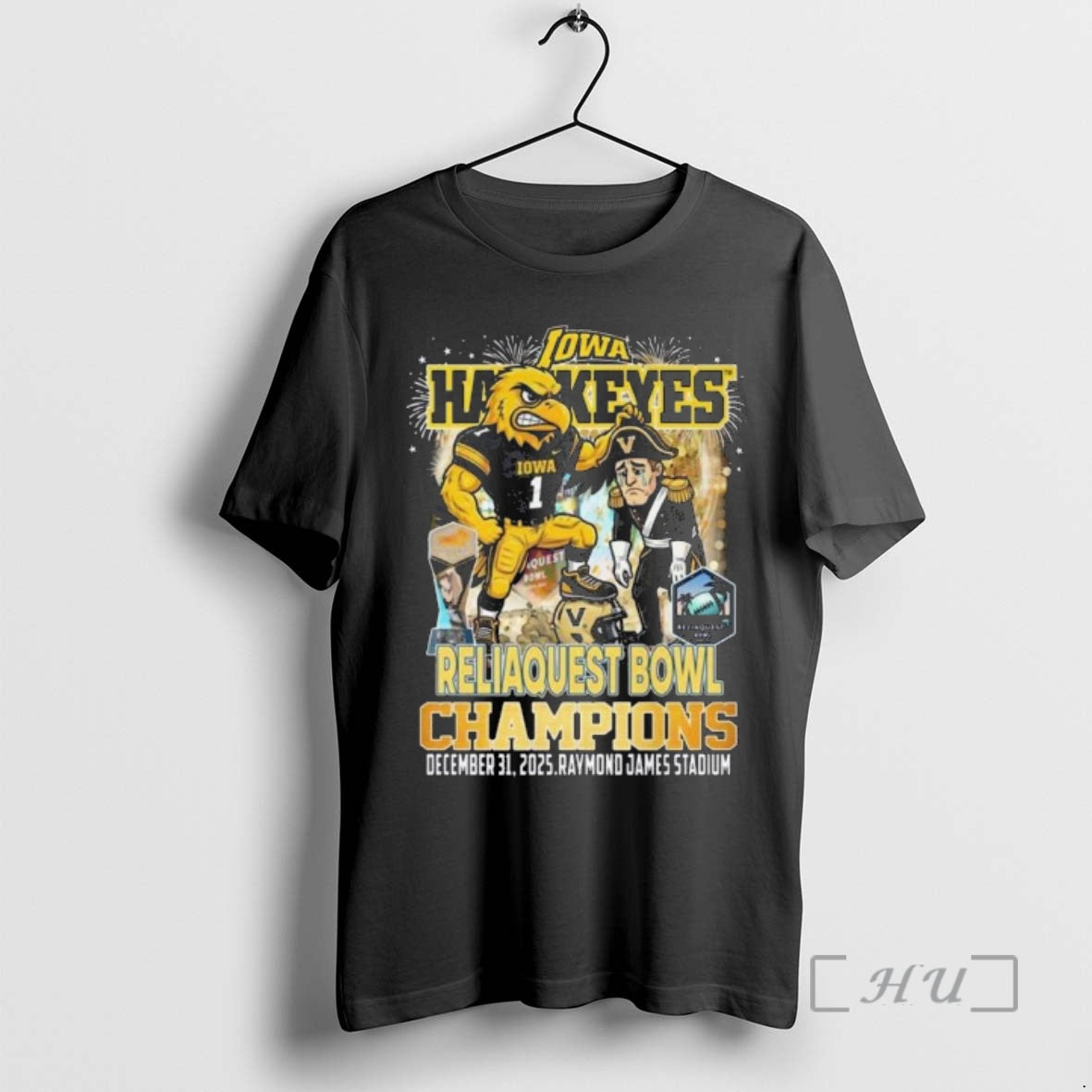 Officials Iowa Hawkeyes Reliaquest Bowl Champions 2025 Mascot - clothing by TeeHivey.com