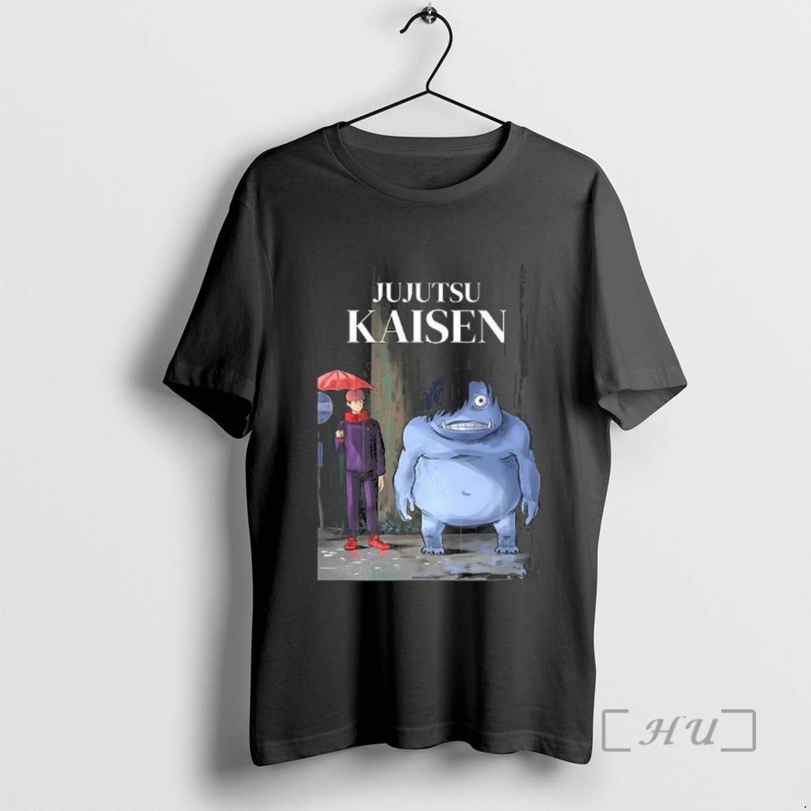 Officials Jujutsu Kaisen X My Neighbor Totoro Waiting For The Bus Parody Premium T Shirts - clothing by TeeHivey.com