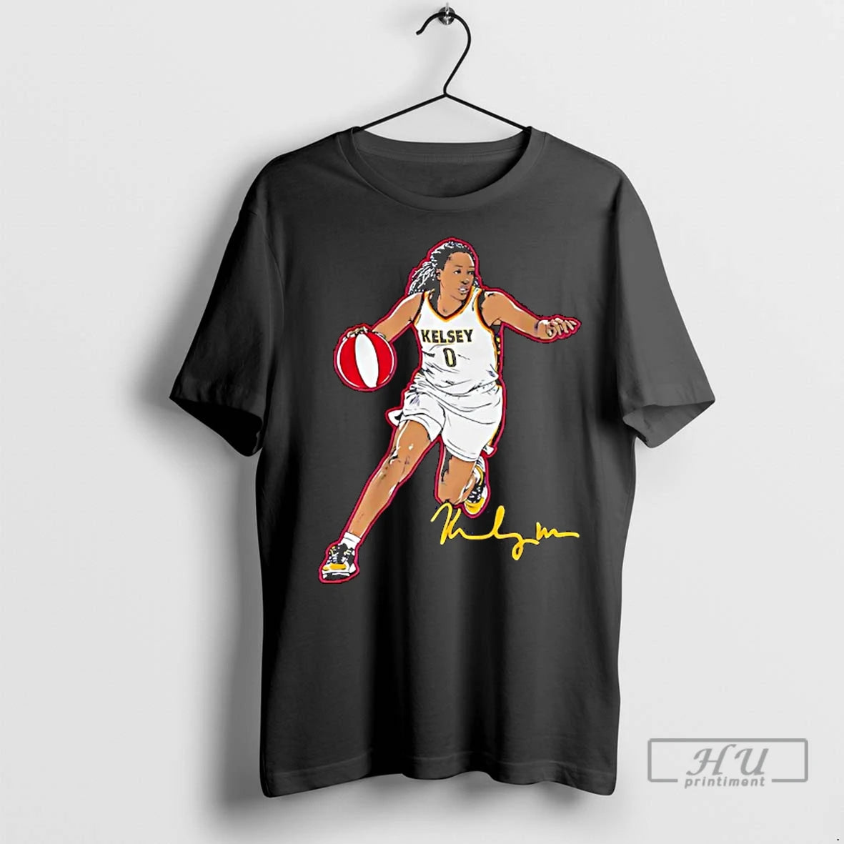 Officials Kelsey Mitchell Dribbling Pose Signature Indiana Fever T Shirts