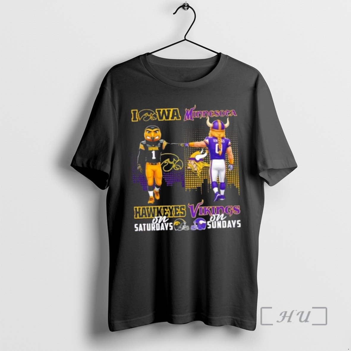 Officials Mascots Iowa Hawkeyes On Saturdays Vs Minnesota Vikings On Sundays Skyline Premium T Shirts