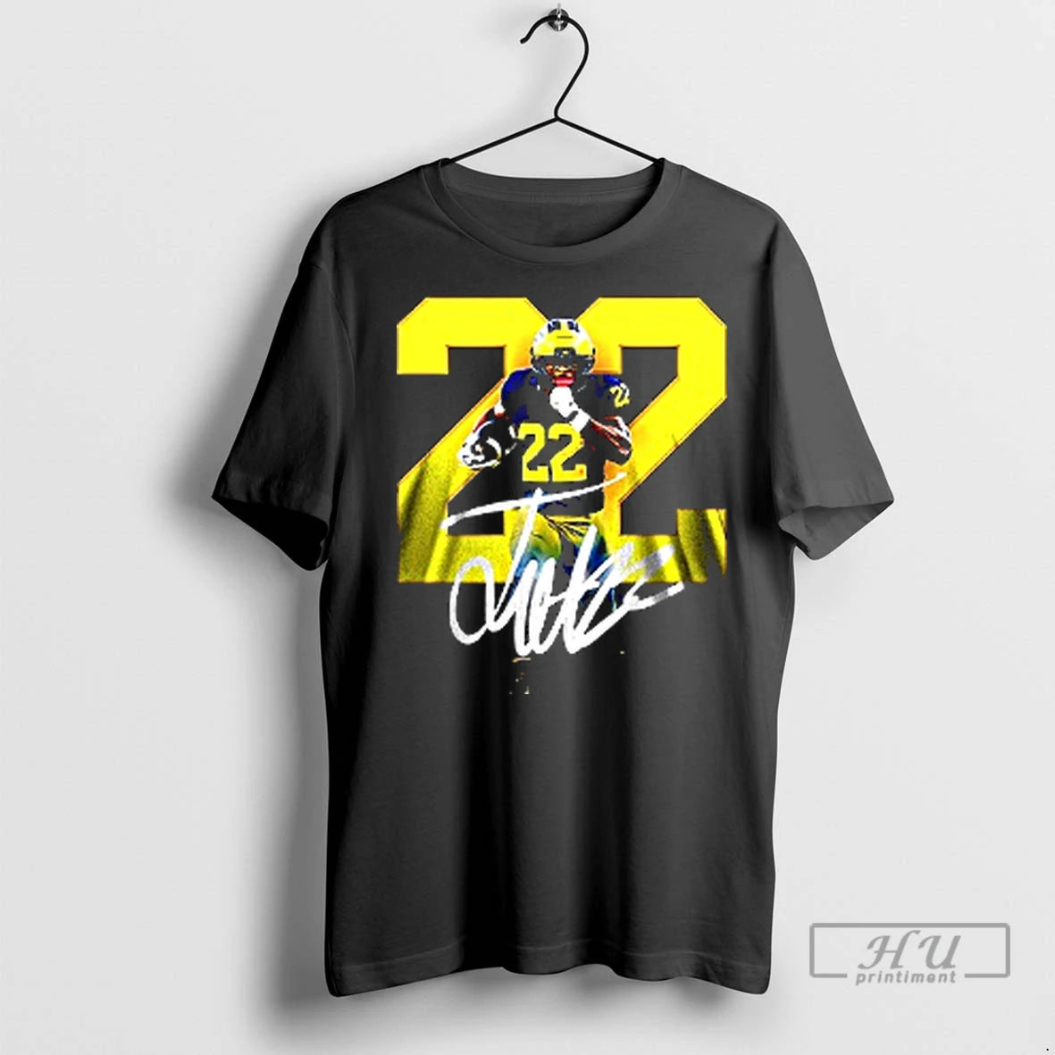 Officials Michigan Wolverines Justice Haynes Tackle Football Helmet Signature T Shirt