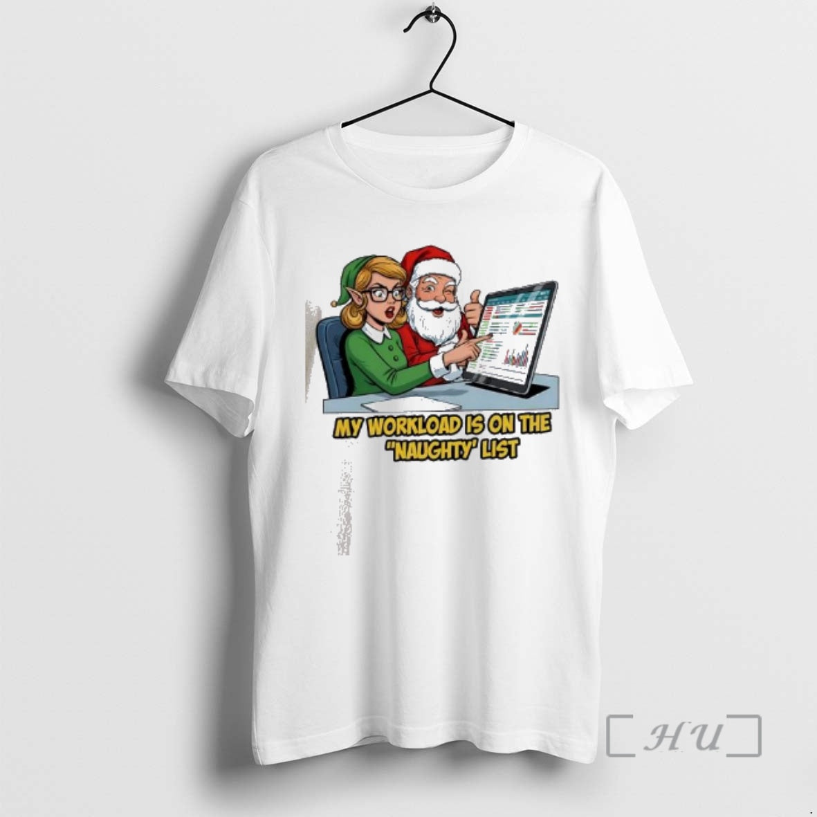 Officials Santa Approved Spreadsheet Elf My Workload Is On The Naughty List Premium T Shirts - clothing by TeeHivey.com