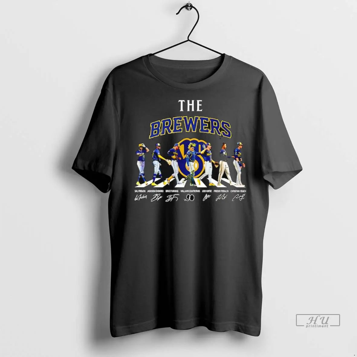 Officials The Milwaukee Brewers Signatures Players Depicted Abbey Road Cover Ladies T Shirts