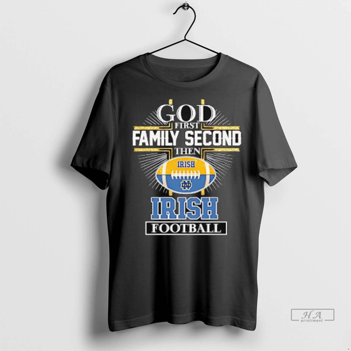 Officials Trendy God First Family Second Then Notre Dame Fighting Irish Football Logo Ladies