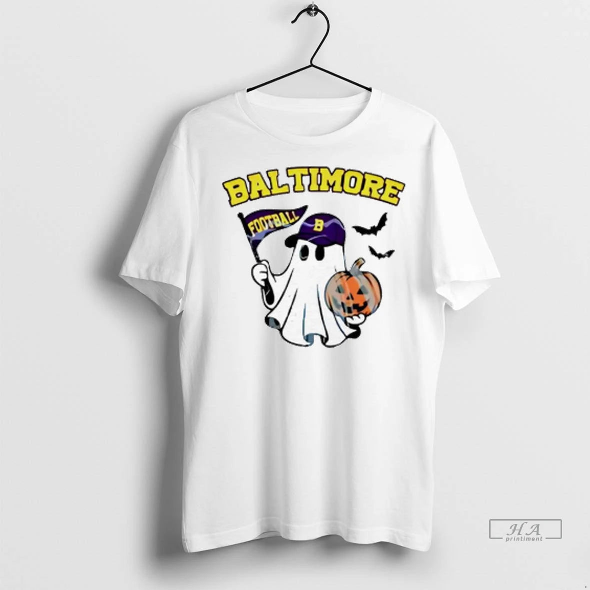 Officials Trendy Halloween Ghost Baltimore Ravens Football Flag Pumpkin Ladies Shirt Sweater