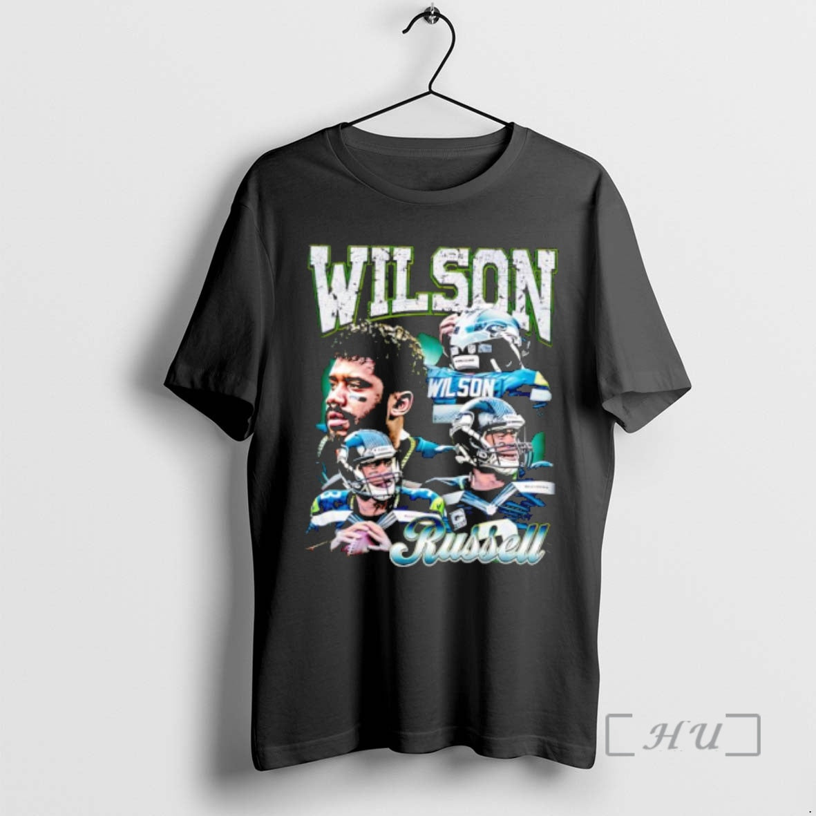 Officials Wilson Russell Seattle Football Quarterback Collage Cracked Text - clothing by TeeHivey.com