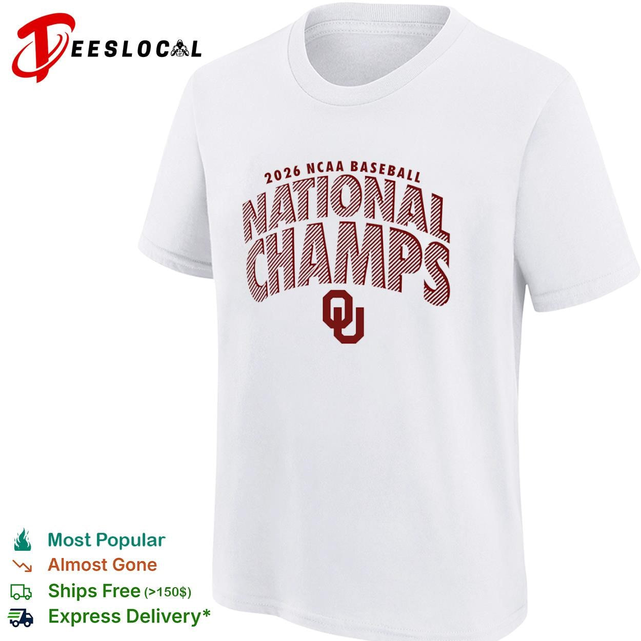 Oklahoma Sooners 2026 NCAA baseball national champs striped shirt