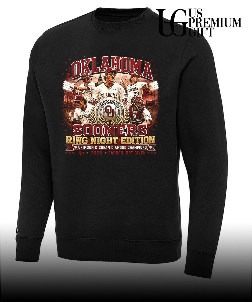 Oklahoma Sooners Baseball Champions 2026 Ring Night Edition Crimson Cream shirt