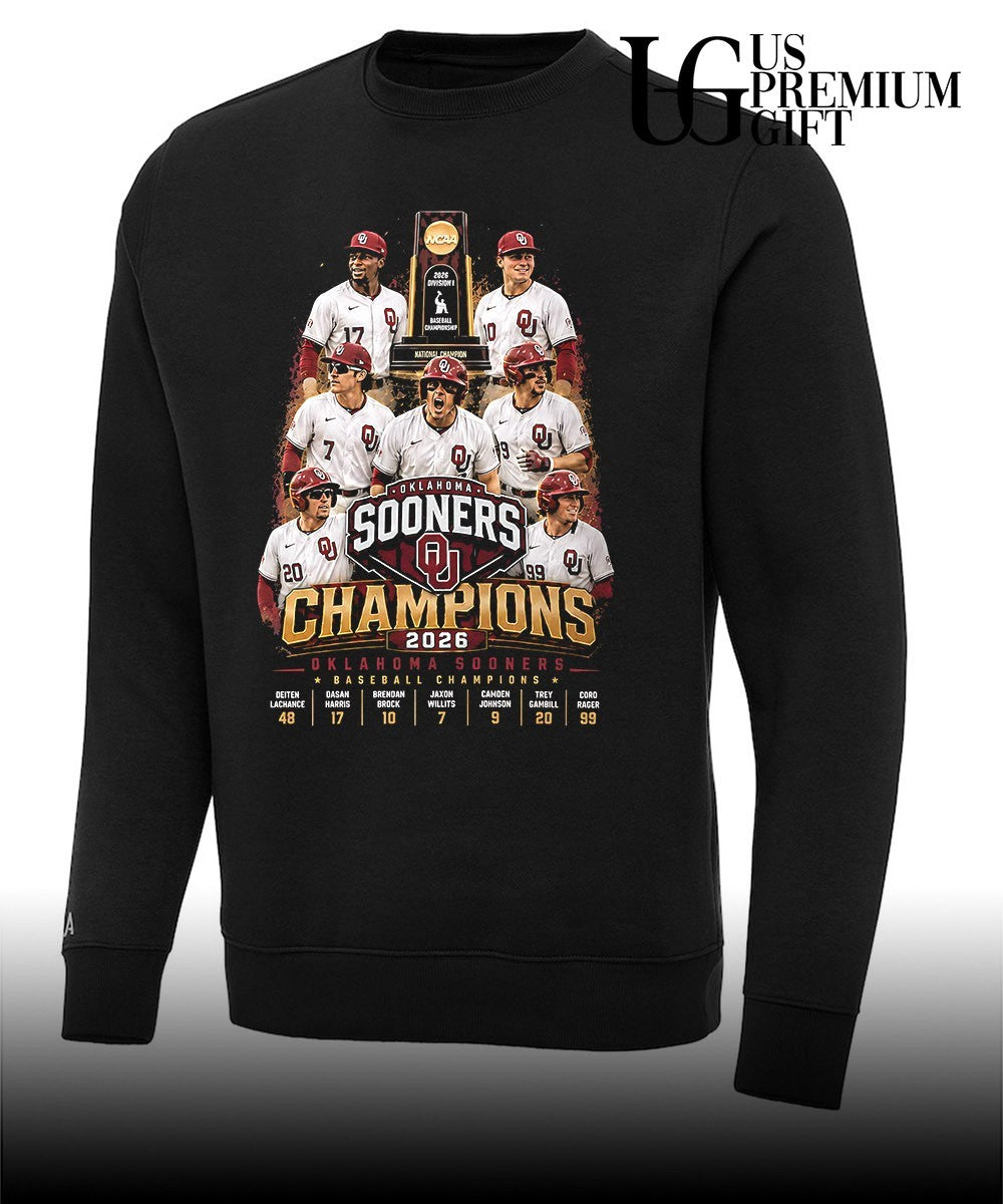 Oklahoma Sooners Baseball NCAA 2026 Division I National Champion Sooners Champions shirt
