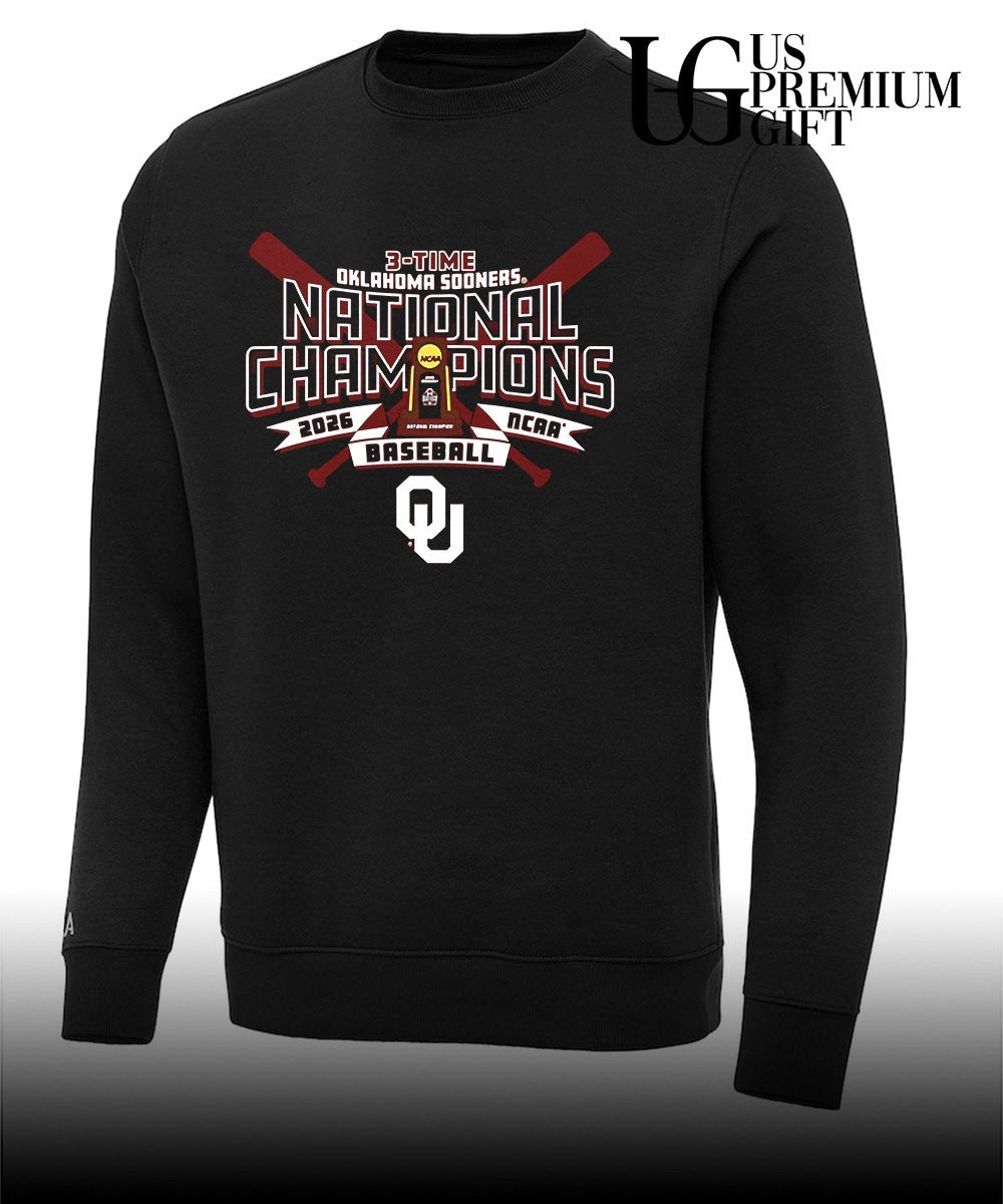 Oklahoma Sooners Crimson 2026 College World Series 3-Time Champions shirt