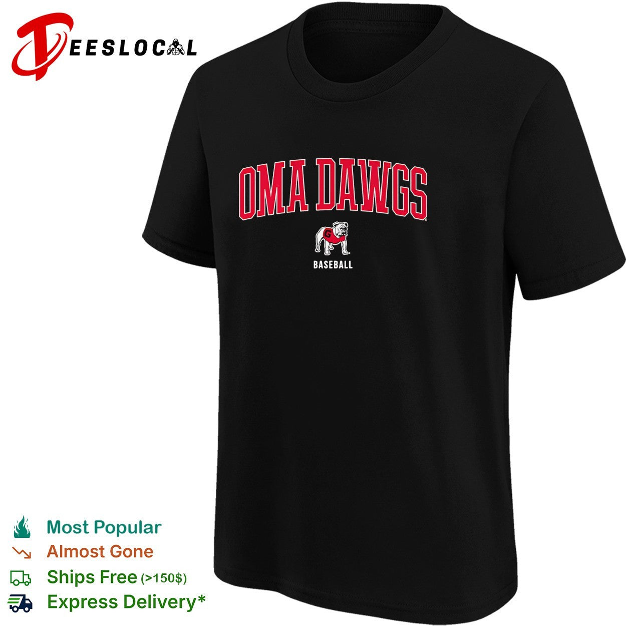 OmaDawgs bulldog wearing Georgia Bulldogs baseball jersey shirt