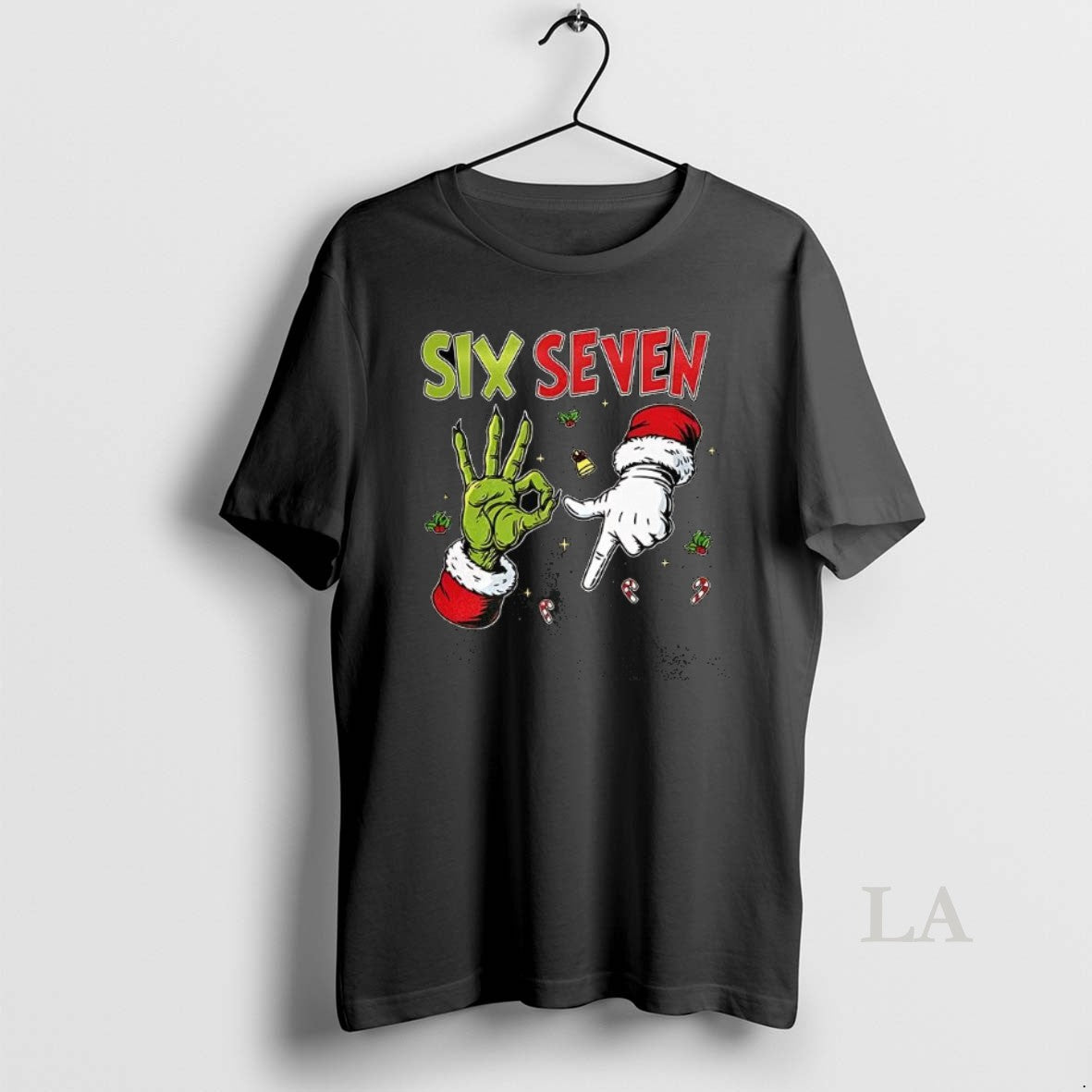 Original Grinch And Santa Hands Six Seven Christmas - clothing by TeeHivey.com