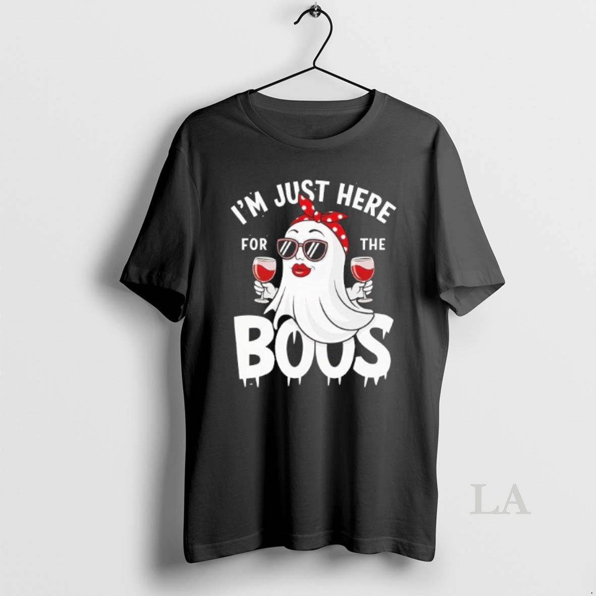 Original Im Just Here For The Boos Ghost Drinking Wine - clothing by TeeHivey.com