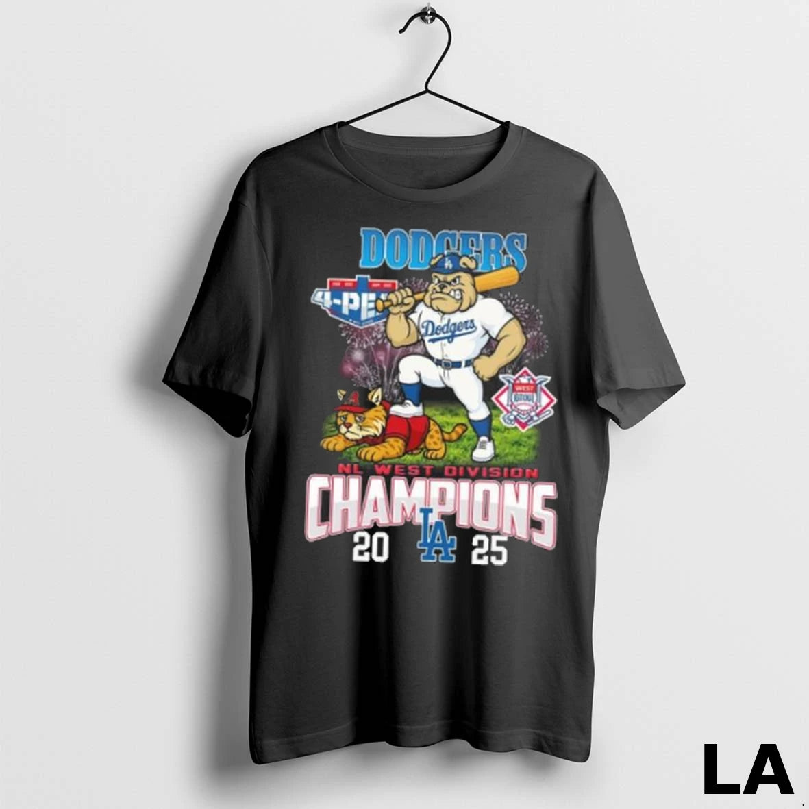 Original Los Angeles Dodgers 2025 Nl West Division Champions 4 Peat Mascot Fireworks