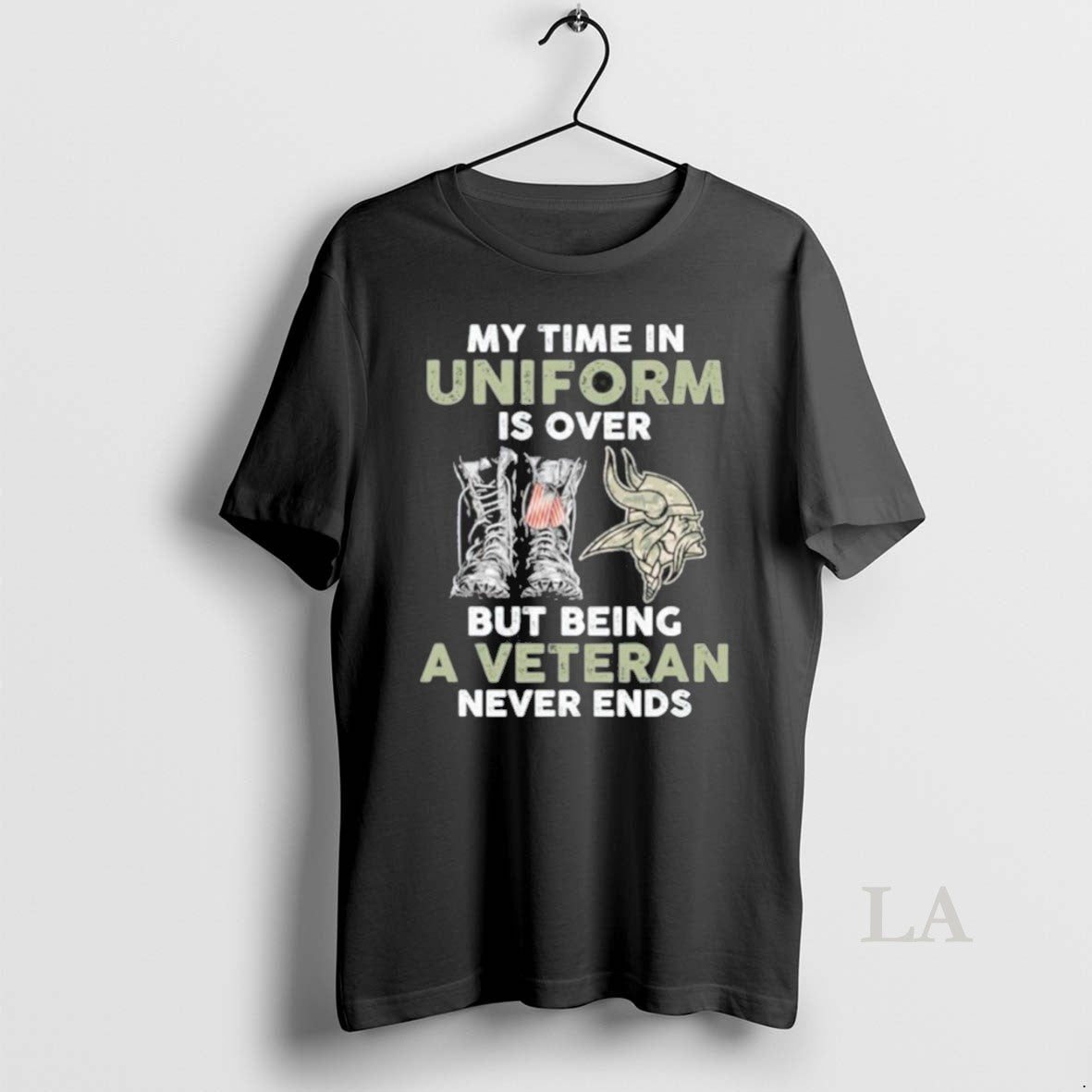 Original My Time In Uniform Is Over Minnesota Vikings Logo But Being A Veteran Never - clothing by TeeHivey.com
