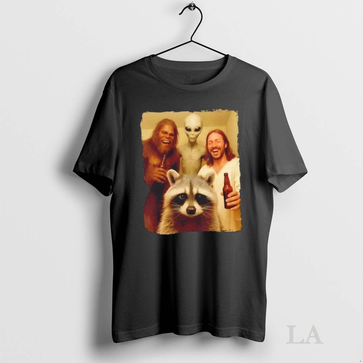 Original Raccoon Selfie Bigfoot Jesus Alien - clothing by TeeHivey.com