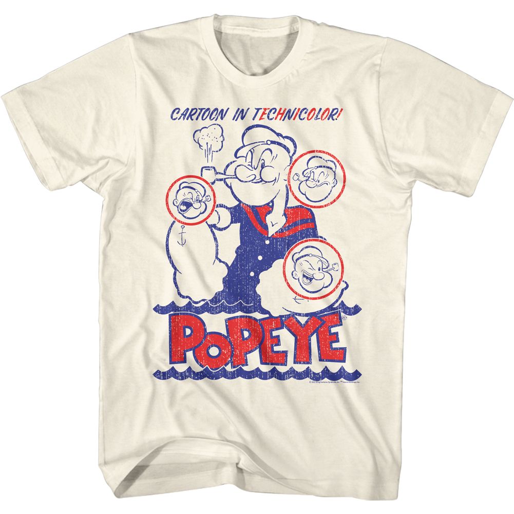 Popeye - Cartoon In Technicolor - Short Sleeve - Adult - T-Shirt - clothing by TeeHivey.com