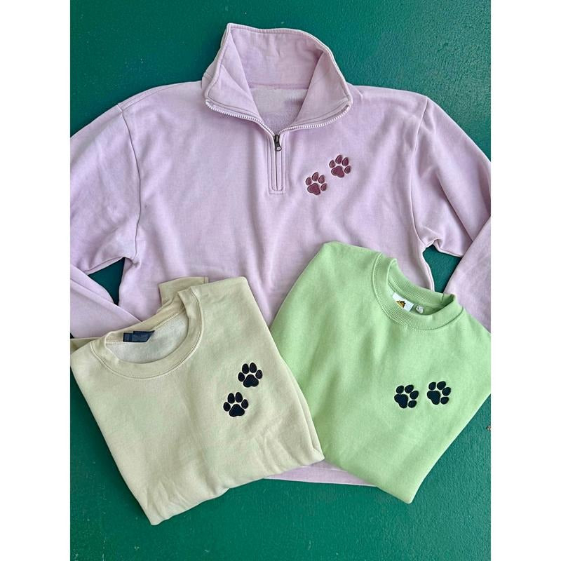 Paw Embroidered QZ Pullover or Sweatshirt (Multiple Options)