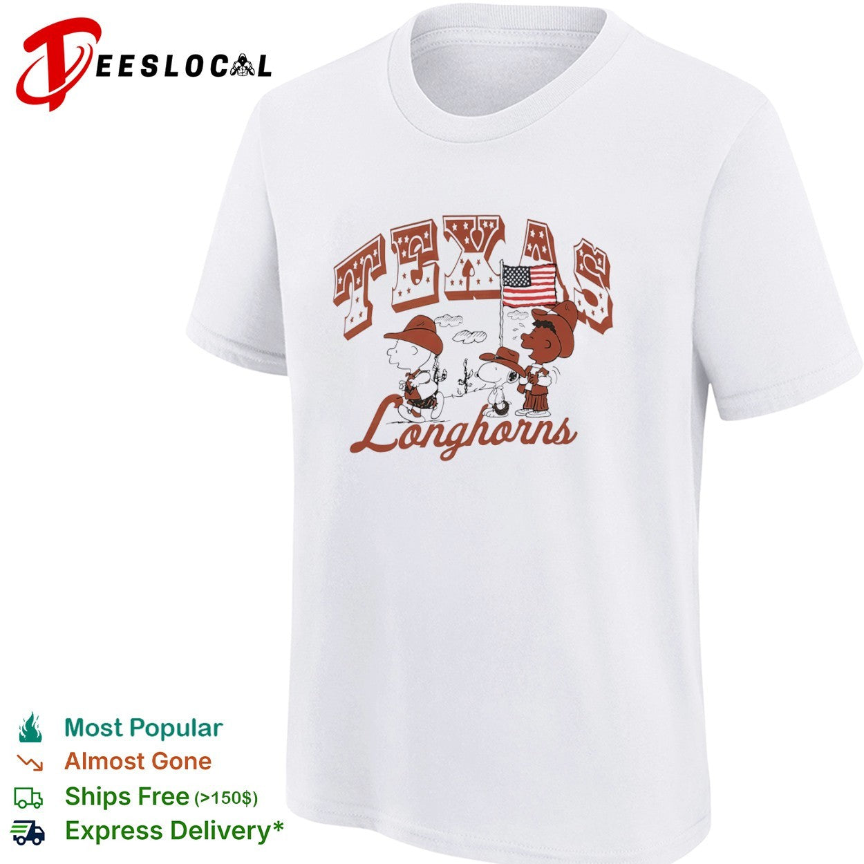 Peanuts Charlie Brown Snoopy Franklin Texas Longhorns NCAA Shirt