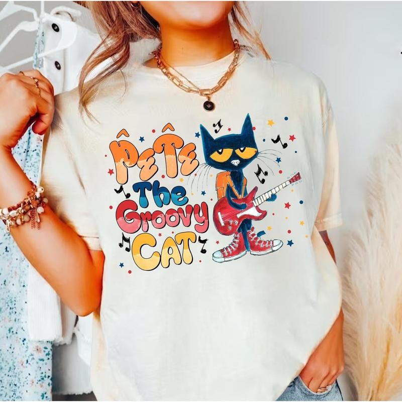 Pet.e The Groovy Cat Shirt, The Cool Cat Back To School T-shirt, Children's Book Gift, Cute Groovy Cat Sweatshirt, Kindergarten Teacher
