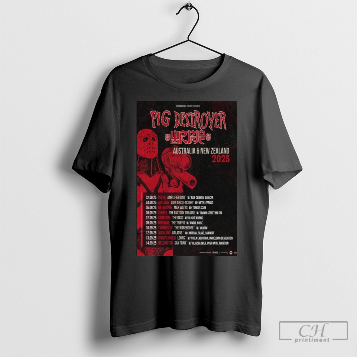 Pig Destroyer Australia New Zealand 2025 T Shirts