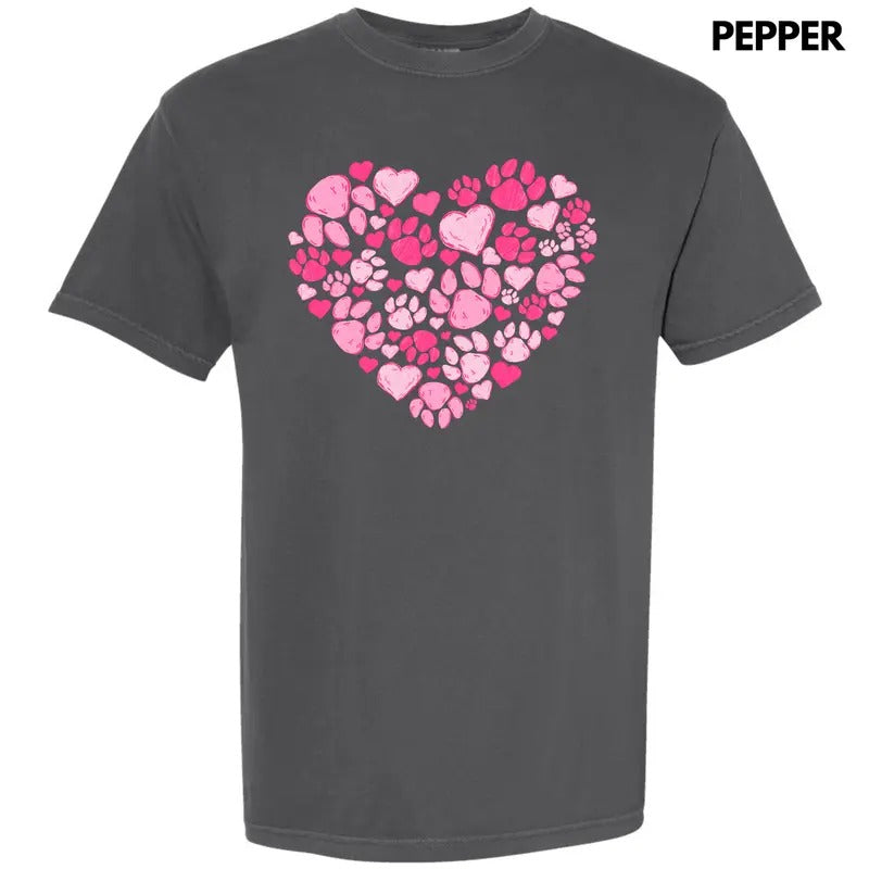 Pink Paw Heart Comfort Colors T-Shirt 'NLB'
