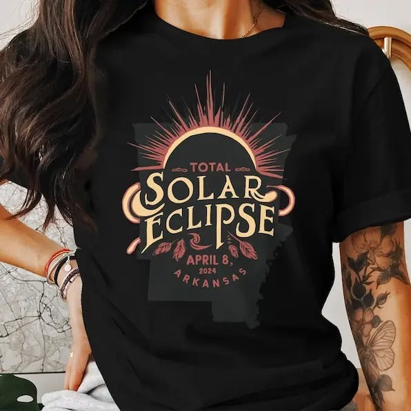 Premium  Total Solar Eclipse Arkansas 2024 Shirt, Astronomical Event Tee, Sun Eclipse Collector's Item, Unisex Space Enthusiast April 8 Eclipse