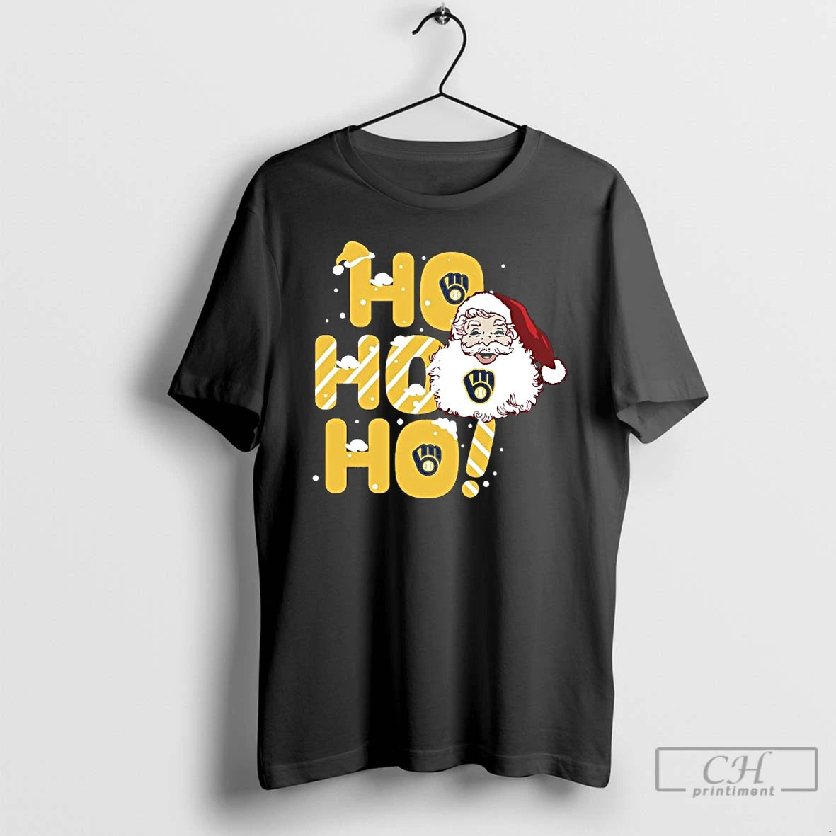 Premium 2025 Milwaukee Brewers Christmas Santa Ho Ho Ho T Shirts - clothing by TeeHivey.com
