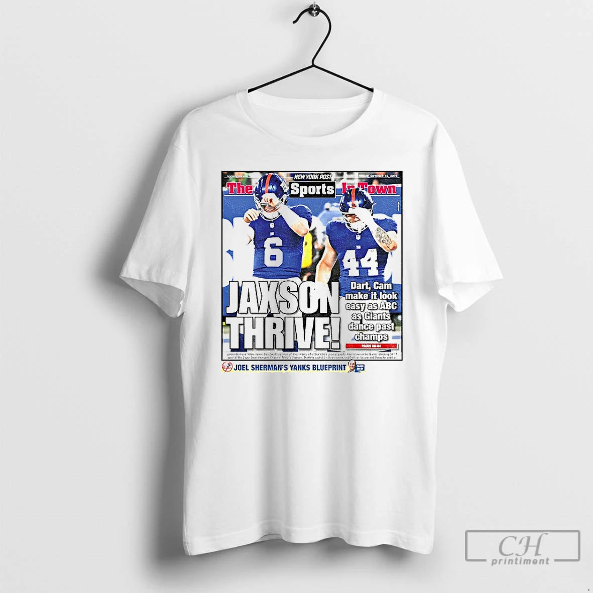 Premium Cam Skattebo The Sports In Town Jaxsoc Thrive New York Giants T Shirts - clothing by TeeHivey.com