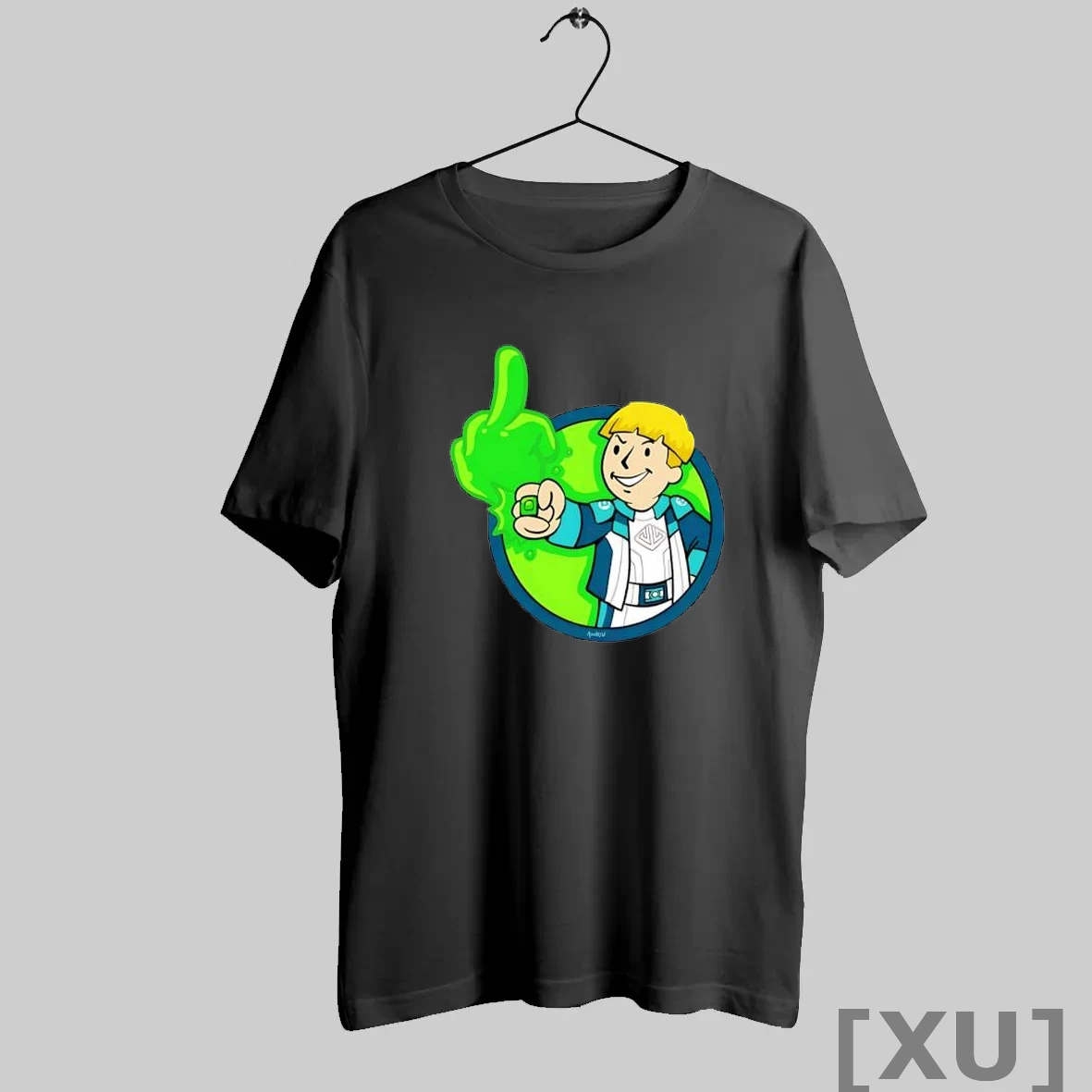 Premium Cartoon Boy Middle Finger Green Glow T Shirts - clothing by TeeHivey.com