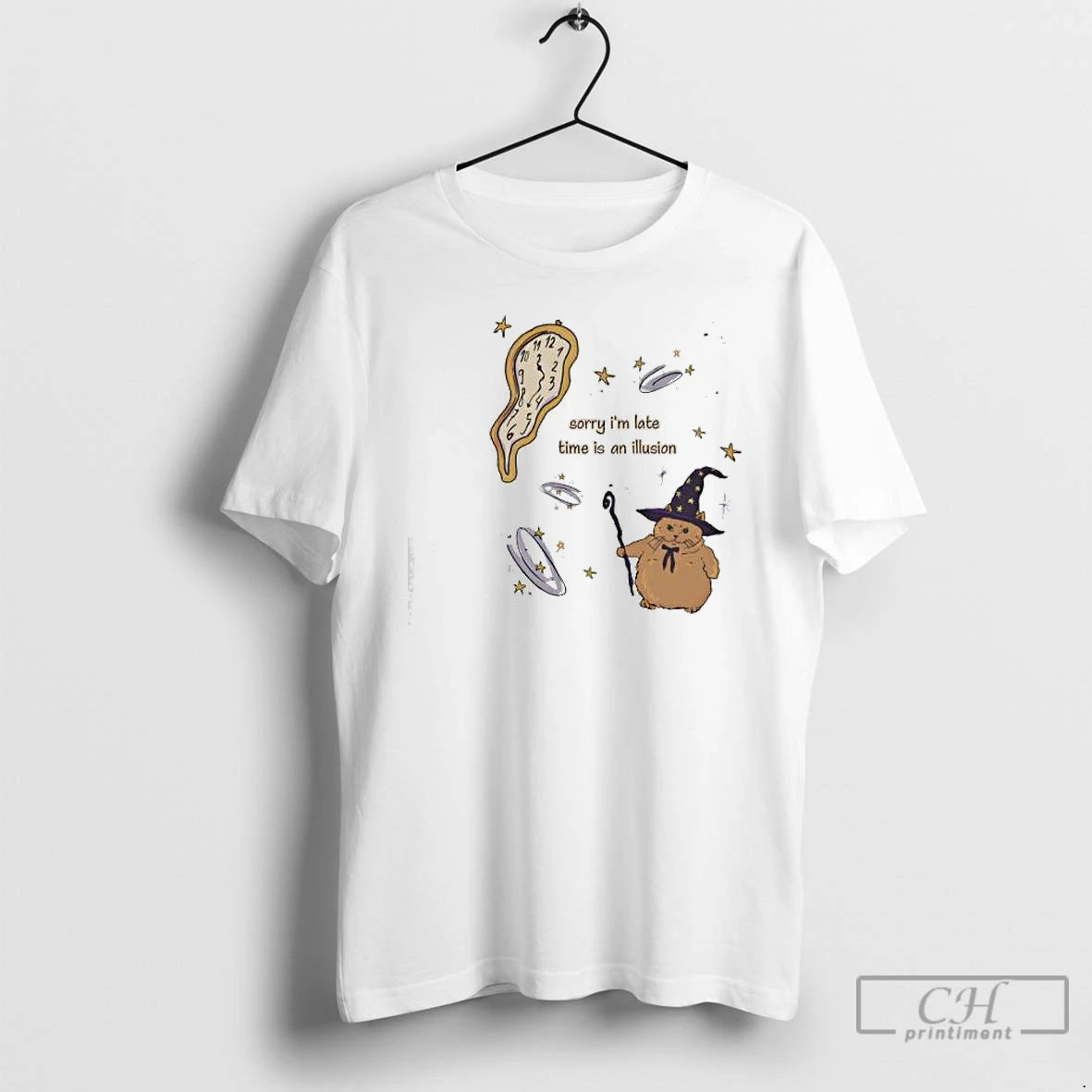 Premium Cat Sorry Im Late Time An Illusion - clothing by TeeHivey.com