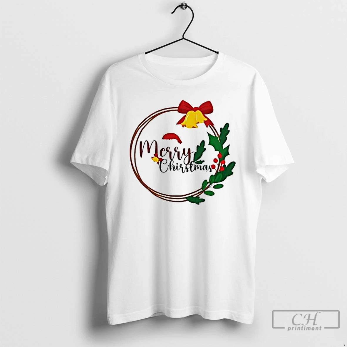 Premium Girls Merry Christmas Wreath - clothing by TeeHivey.com