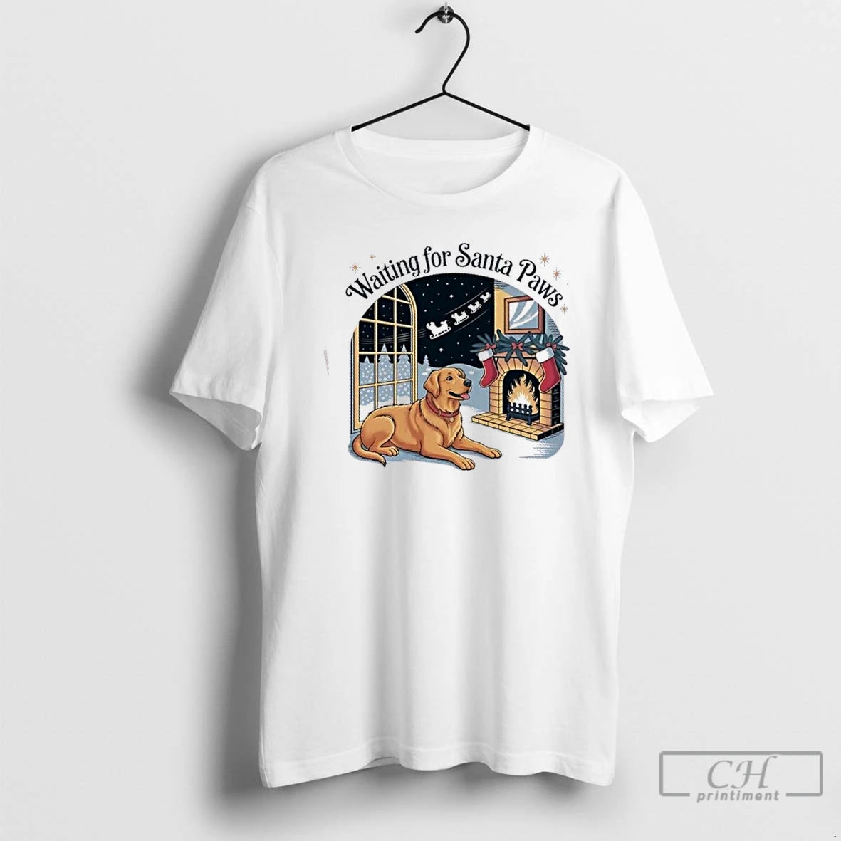 Premium Golden Dog Retriever Santa Paws Christmas T Shirts - clothing by TeeHivey.com
