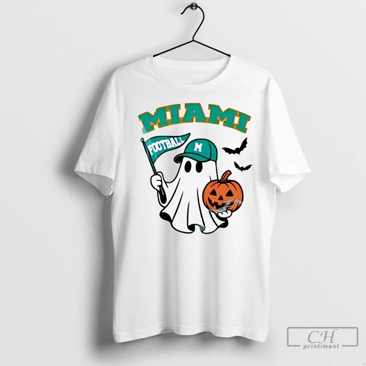 Premium Halloween Ghost Miami Dolphins Football Flag Pumpkin