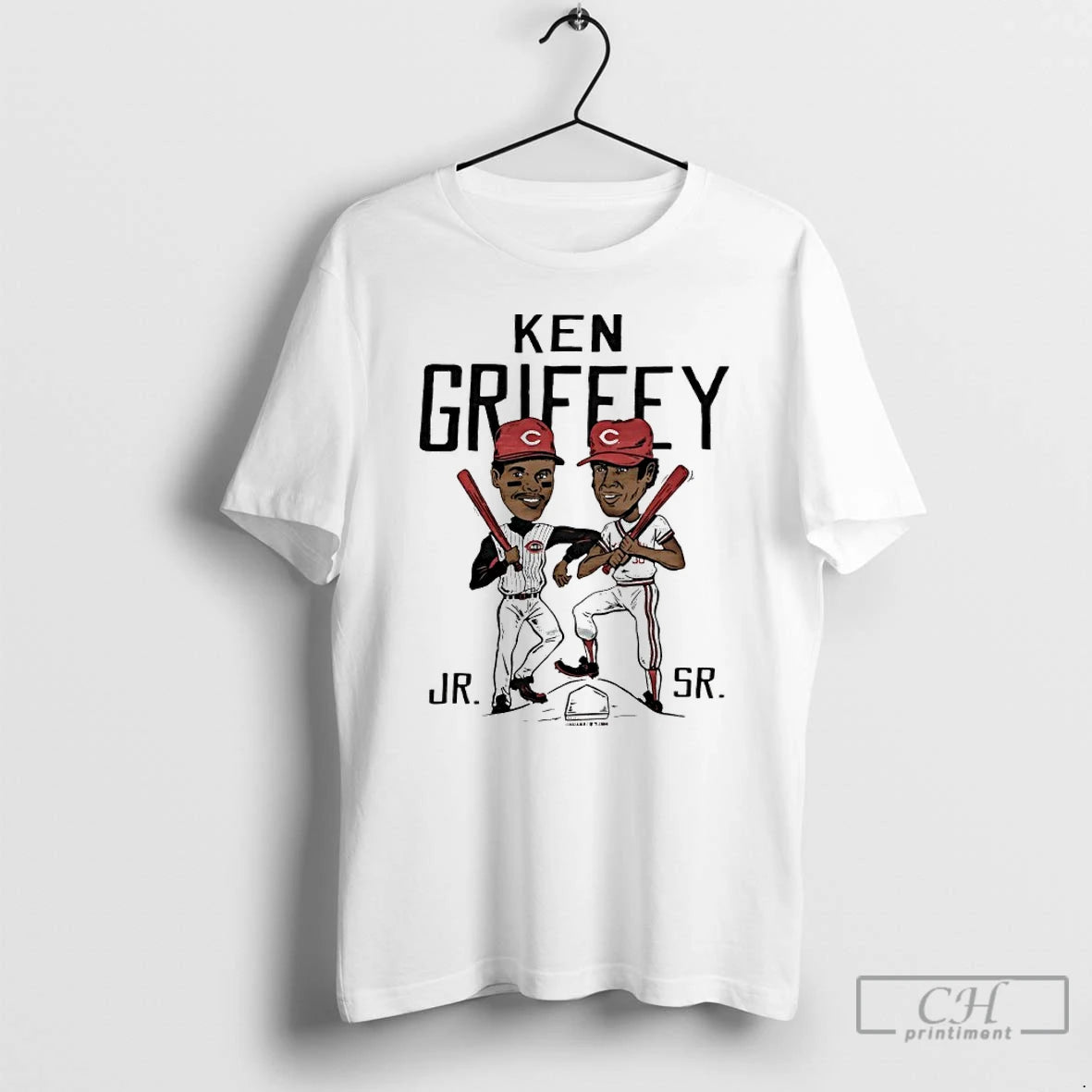 Ken Griffey Father And Son Cincinnati Reds Player Caricature - clothing by TeeHivey.com